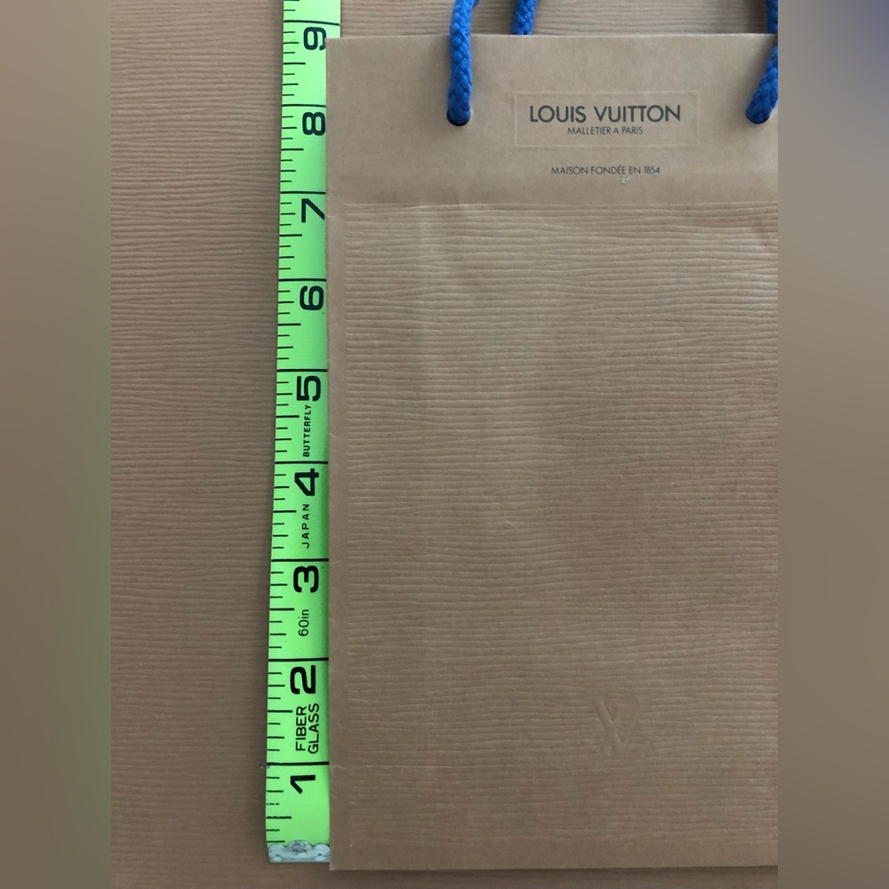 Louis Vuitton Tan Textured Paper Shopping Bag with Navy Rope Handles
